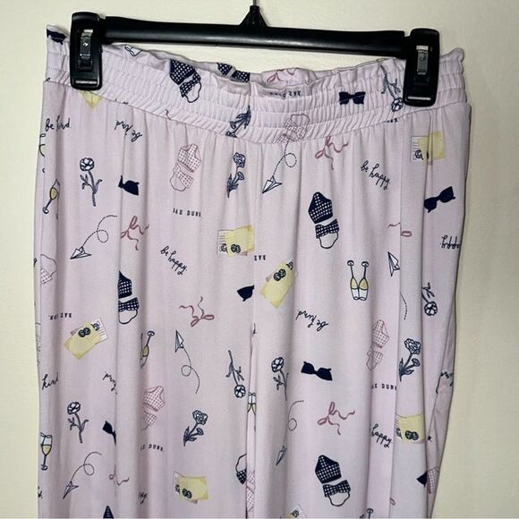 RAE DUNN. S NavyโPink Racer Back Tank Crop Wide Pants VACAY MODE. PJ Set - Picture 11 of 13